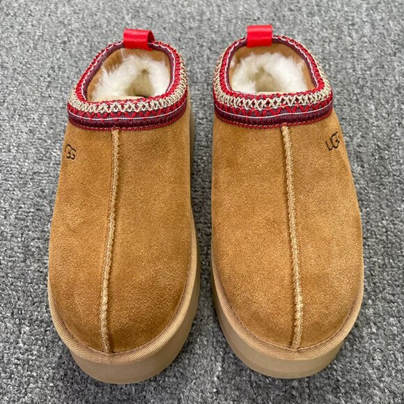 UGG Tazz Shearling Lined Platform Shoes In Chestnut - Picture 3 of 6